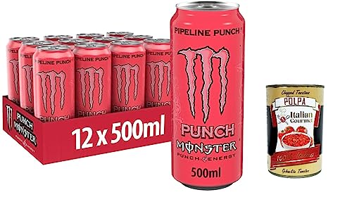 12x Monster Energy Pipeline Punsch - koffeinhaltiger Energy Drink mit erfrischendem Punsch-Geschmack aus Maracuja, Orange und Guave 500ml + Italian Gourmet polpa 400g von Italian Gourmet E.R.