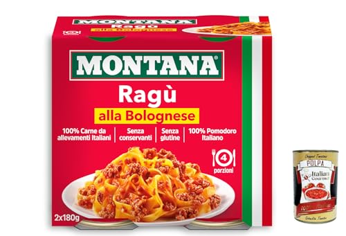 12x Montana Ragù Bolognese, Sauce mit italienischem Fleisch, 2x180g Dose + Italian Gourmet polpa 400g von Italian Gourmet E.R.