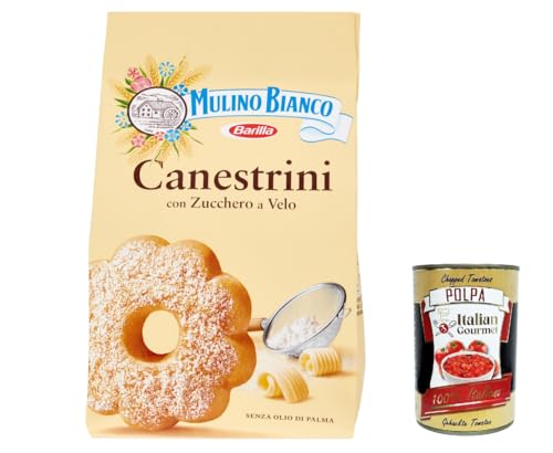 12x Mulino Bianco Canestrini, Zuckerkekse, Kekse mit zucker cookies brioche Kuchen, canestrelli 200 g + Italian Gourmet polpa 400g von Italian Gourmet E.R.