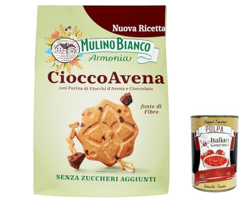 12x Mulino Bianco Cioccoavena Kekse mit weniger Fett, dunkler Schokolade, Haferflocken und Orangenschale, 270 g + Italian gourmet polpa 400g von Italian Gourmet E.R.