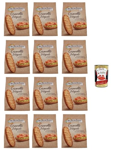 12x Mulino Bianco Crostini Granetti integrali Vollkorn-Croutons, reich an Ballaststoffen Snack, 280g + Italian Gourmet polpa 400g von Italian Gourmet E.R.