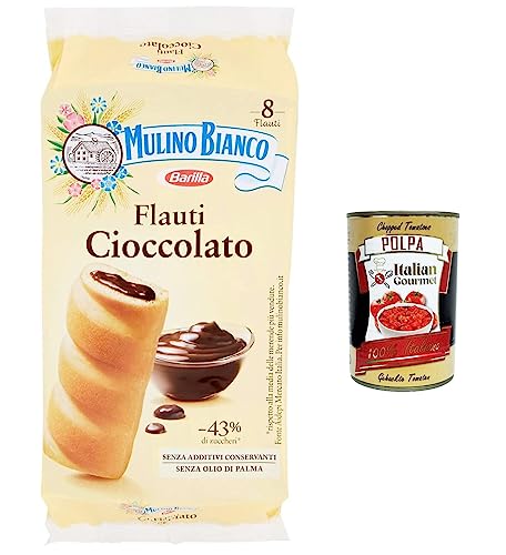 12x Mulino Bianco Flauti , Snacks mit Schokolade, kuchen süßer Snack für zwischendurch - 280 gr + Italian Gourmet polpa 400g von Italian Gourmet E.R.