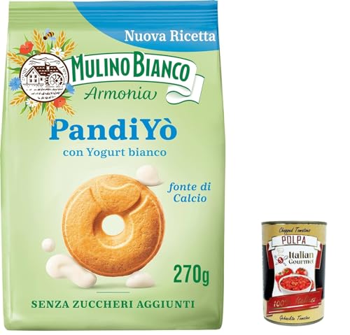 12x Mulino Bianco Pandiyo Kekse ohne Zuckerzusatz mit Joghurt und Müsli cookies biscuits 270g + Italian gourmet polpa 400g von Italian Gourmet E.R.