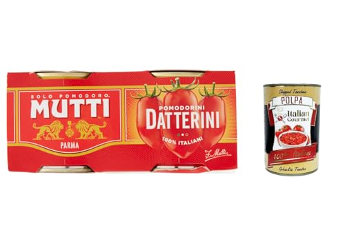 12x Mutti Pomodori Datterini, date tomatoes, Datterini Tomaten sauce 100% Italienisch 400g (2x200g) + Italian Gourmet polpa 400g von Italian Gourmet E.R.