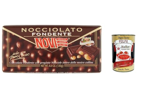 12x Novi Nocciolato Fondente, dunkle Schokolade riegel mit ganzen Haselnüssen , hazelnut chocolate bar 230 g + Italian Gourmet polpa 400g von Italian Gourmet E.R.