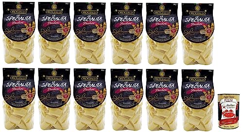 12x Oro Giallo Paccheri Pasta,Italienische Nudeln aus Hartweizengrieß 500g + Italian Gourmet Polpa di Pomodoro 400g Dose von Italian Gourmet E.R.