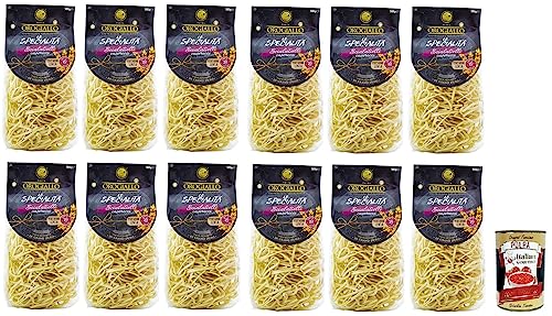 12x Oro Giallo Scialatielli Pasta,Italienische Nudeln aus Hartweizengrieß 500g + Italian Gourmet Polpa di Pomodoro 400g Dose von Italian Gourmet E.R.