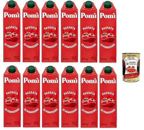 12x POMI' Tomatenpüree in 1 kg Brik+ Italian Gourmet Polpa 400g von Italian Gourmet E.R.