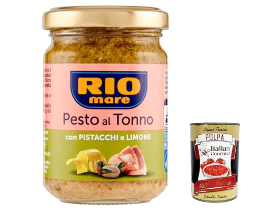 12x Rio Mare Pesto al Tonno con Pistacchi e Limone, Thunfischpesto kochsauce mit Pistazien und Zitrone 130g + Italian Gourmet polpa 400g von Italian Gourmet E.R.