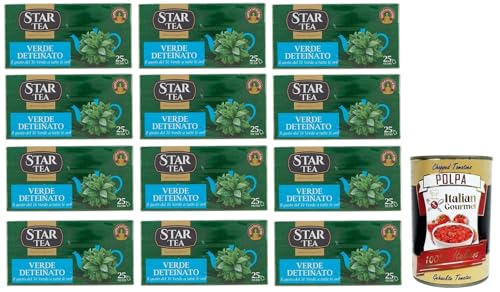 12x STAR Tea Verde Deteinato,Grüner Tee ohne Tein,Packung mit 25 Filtern + Italian Gourmet Polpa di Pomodoro 400g Dose von Italian Gourmet E.R.