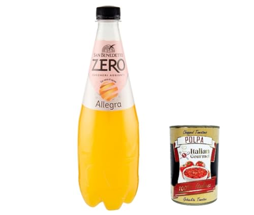 12x San Benedetto Allegra Aranciata Zero PET ohne Zucker 0,75 L Limonade orange ohne Zucker + Italian Gourmet polpa 400g von Italian Gourmet E.R.