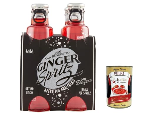 12x San Benedetto Ginger Spritz with Ginger 180 ml Aperitif without Alcohol Bitter + Italian Gourmet polpa 400g von Italian Gourmet E.R.