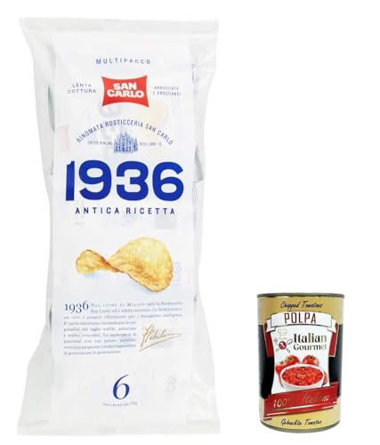 12x San Carlo 1936 Chips Patatine Kartoffelchips gesalzen Multipack (6x 25g) 150g Kartoffel chips + Italian Gourmet polpa 400g von Italian Gourmet E.R.