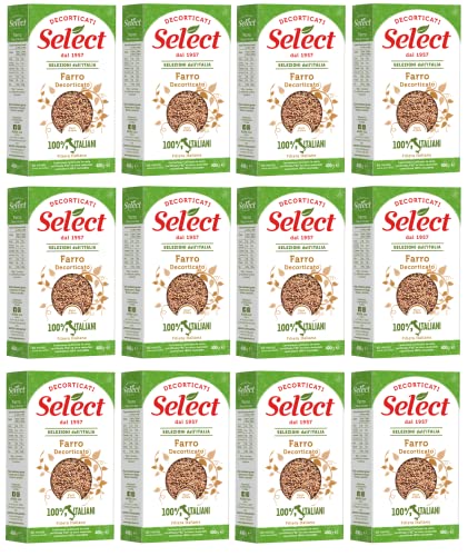 12x Select Farro Decorticato Geschälter Dinkel 100% Italienische Hülsenfrüchte Papier Verpackung von 400g von Italian Gourmet E.R.