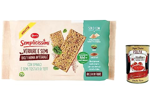 12x Semplicissimi Doria Crackers Spinaci e Semi di Teff Tostati - Cracker mit Spinat und gerösteten Teffsamen 280g + Italian Gourmet polpa 400g von Italian Gourmet E.R.