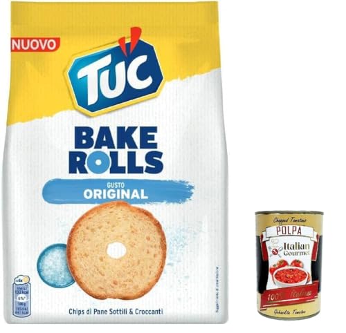 12x Tuc Bake Rolls, Original dünne und knusprige Brotchips 150 g + Italian gourmet polpa 400g von Italian Gourmet E.R.