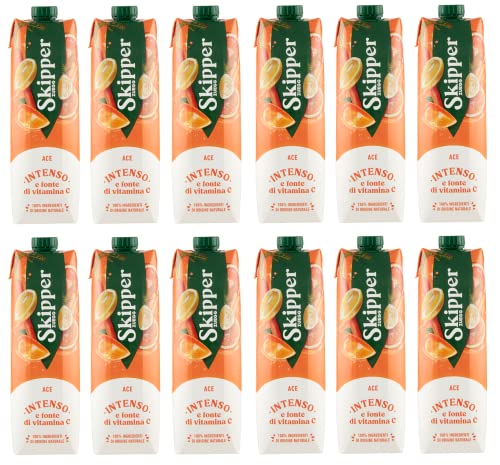 12x Zuegg Skipper Intenso Succo Ace Fruchtsaft mit Orangen-, Karotten- und Zitronengeschmack Alkoholfreies Erfrischungsgetränk aus Natürlichen Zutaten 1000ml Tetra-Pack von Italian Gourmet E.R.