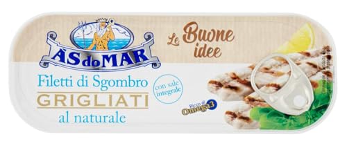 14x AS do MAR Filetti di Sgombro Grigliati al Naturale,Natürliche Gegrillte Makrelenfilets und Vollsalz,120g Dose + Italian Gourmet Polpa di Pomodoro 400g Dose von Italian Gourmet E.R.