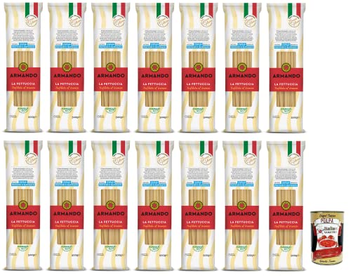 14x Armando La Fettuccia,Bronzegezogene Nudeln,100% Italienische Pasta 500g + Italian Gourmet Polpa di Pomodoro 400g Dose von Italian Gourmet E.R.