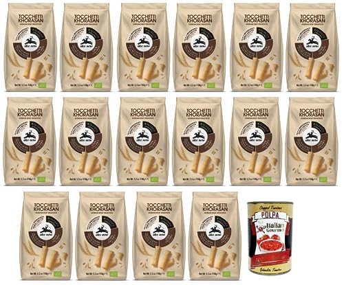 16x Alce Nero Tocchetti Breadsticks,Bio-Backprodukt mit Bio-Khorasan-Weizen und extra natives Olivenöl,Packung mit 150g + Italian Gourmet Polpa di Pomodoro 400g Dose von Italian Gourmet E.R.