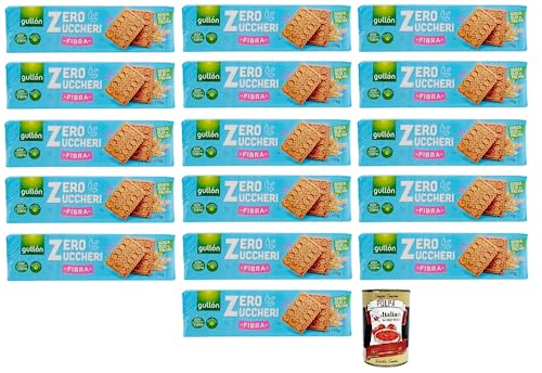 16x Gullón Fibra Biscotti Zero Zuccheri,Ballaststoffreiche Kekse mit Süßungsmitteln Zuckerfreie,Packung mit 170g + Italian Gourmet Polpa di Pomodoro 400g Dose von Italian Gourmet E.R.