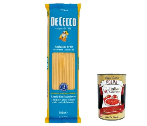 20x De Cecco Pasta 100% Italian Fedelini n° 10 Noodles 500 g + Italian Gourmet Polpa 400 g von Italian Gourmet E.R.