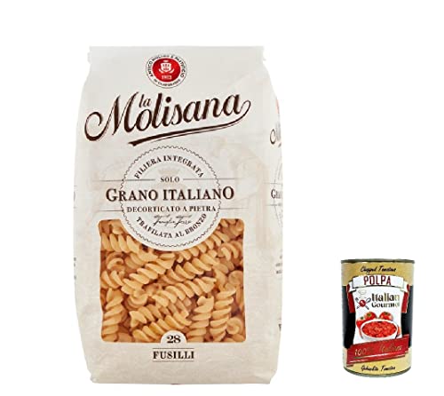 20x La Molisana Fusilli N. 28 Pasta Lenta Lavorazione Teigwaren aus Hartweizengrieß Bronze-Zeichnung 500g + Italian Gourmet Polpa 400g von Italian Gourmet E.R.