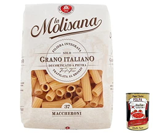 20x La Molisana Maccheroni N. 37 Pasta Lenta Lavorazione Teigwaren aus Hartweizengrieß Bronze-Zeichnung 500g + Italian Gourmet Polpa 400g von Italian Gourmet E.R.