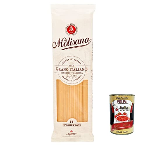 20x La Molisana Spaghettoni N. 14 Pasta Lenta Lavorazione Teigwaren aus Hartweizengrieß Bronze-Zeichnung 500g + Italian Gourmet Polpa 400g von Italian Gourmet E.R.