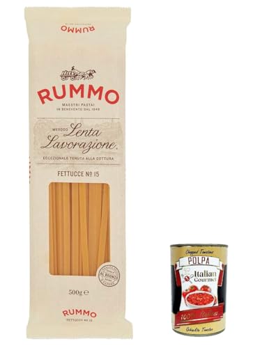 20x Rummo Fettucce n.15 Pasta Lenta Lavorazione Teigwaren aus Hartweizengrieß Bronze-Zeichnung 500g + Italian Gourmet polpa 400g von Italian Gourmet E.R.