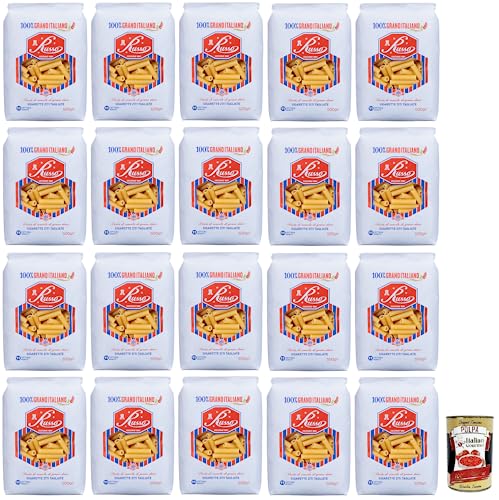 20x Russo Sigarette Ziti Tagliate N°125 Hartweizengrieß Pasta,100% Italienischer Weizen,500g-Packung + Italian Gourmet Polpa di Pomodoro 400g Dose von Italian Gourmet E.R.