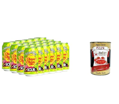 24x Chupa Chups - Sparkling Sour Green Apple Frisdrank - 345ml+ Italian Gourmet polpa 400g von Italian Gourmet E.R.