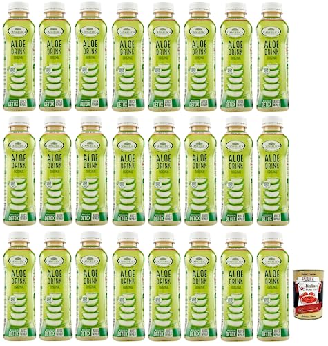 24x L' Angelica Original Nahrungsergänzungsmittel Aloe Drink, Getränk auf Basis von Aloe-Saft und Aloe-Fruchtfleisch,Einweg-PET-Flasche 500ml + Italian Gourmet Polpa di Pomodoro 400g Dose von Italian Gourmet E.R.