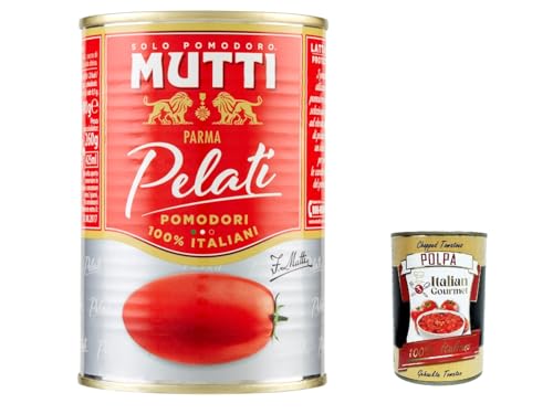 24x Mutti Pomodori Pelati Geschälte Tomaten 100 % italienische Tomaten 400g Dose Tomaten Sauce + Italian Gourmet polpa 400g von Italian Gourmet E.R.