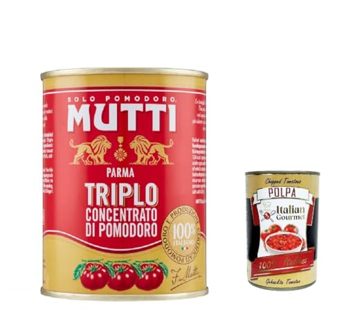24x Mutti Triplo Concentrato Di Pomodoro, Dreifaches Tomatenkonzentrat, 100% Italienische Tomaten, 400g Dose + Italian Gourmet polpa 400g von Italian Gourmet E.R.