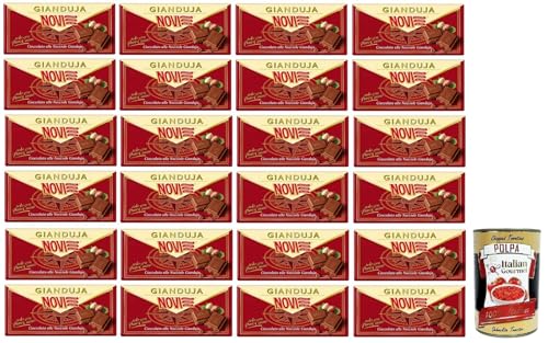 24x Novi Cioccolato alle Nocciole Gianduia Tafel Haselnussschokolade Gianduja mit Reinem Kakao 100g + Italian Gourmet Polpa di Pomodoro 400g Dose von Italian Gourmet E.R.