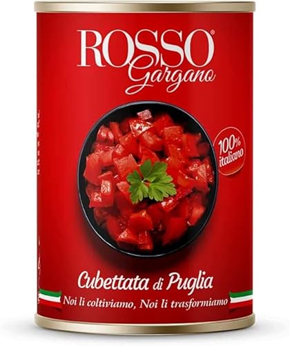 24x Rosso Gargano Cubettata Gehackte Tomaten Apulien Aus 100% italienischen Tomaten dose 400 Gr + Italian Gourmet polpa 400g von Italian Gourmet E.R.