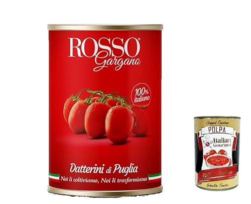 24x Rosso Gargano pomodori Datterino di Puglia, Kirschtomaten von Apulia, Datteltomaten dosen 400g + Italian Gourmet polpa 400g von Italian Gourmet E.R.