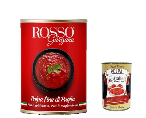 24x Rosso Gargano pomodori Polpa fine di Puglia, polpa di Pomodoro Tomatenpulpe Tomaten sauce 100% Italienisch 400g in dose + Italian Gourmet polpa 400g von Italian Gourmet E.R.