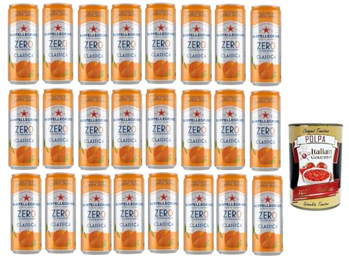 24x San Pellegrino Aranciata Zero dosen ohne Zucker 33cl Limonade orange ohne Zucker + Italian Gourmet polpa 400g von Italian Gourmet E.R.