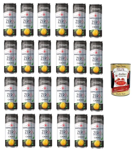 24x San Pellegrino Chinotto Zero dosen ohne Zucker 33cl Limonade orange with no added sugar + Italian Gourmet polpa 400g von Italian Gourmet E.R.