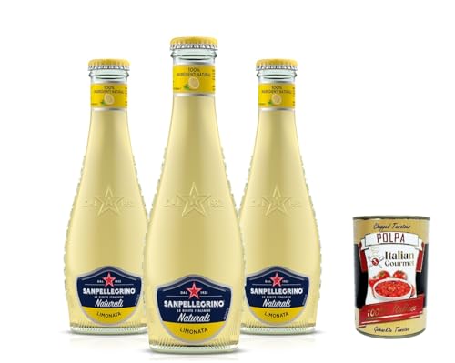 24x San Pellegrino Limonata Naturali Erfrischungsgetränk Limonade mit Italienische Zitronensäfte,-Glasflasche 20cl + Italian Gourmet polpa 400g von Italian Gourmet E.R.