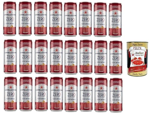 24x San Pellegrino cocktail zero Ingwer Zero dosen ohne Zucker 33cl Aperitivo Softdrink ohne Alkohol ohne Zucker + italian gourmet polpa 400g von Italian Gourmet E.R.