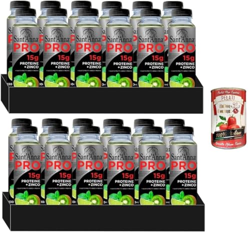 24x Sant'Anna Pro Grüne Früchte + Minzgeschmack | Proteinreiches Getränk in Sant'Anna-Wasser + Italian Gourmet pelati 400g von Italian Gourmet E.R.