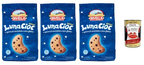 3X DIVELLA LUNACIOC CRUNCHY Knusprige Kekse mit Schokoladensplittern, 350 g + Italian Gourmet polpa 400g von Italian Gourmet E.R.