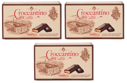 3x Alberti Strega Croccantino al Caffè Croccante alle nocciole e al caffè ricoperto di cioccolato fondente Knusprig mit Haselnüssen und Kaffee mit dunkler Schokolade überzogen 300g Glutenfrei von Italian Gourmet E.R.