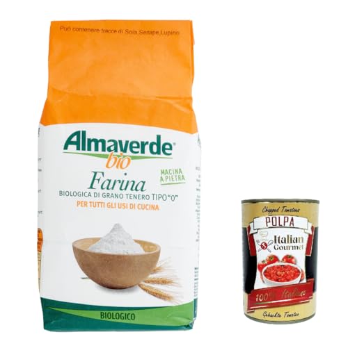 3x Almaverde Bio -Biologischer Weizenmehl Typ "0" für alle Kochen verwendet 1000 g + Italian Gourmet polpa 400g von Italian Gourmet E.R.