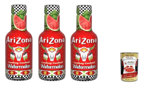 3x Arizona – Wassermelonen-Fruchtsaft-Cocktail – Wassermelonen-Saft-Cocktail – 500 ml + Italian Gourmet polpa 400g von Italian Gourmet E.R.