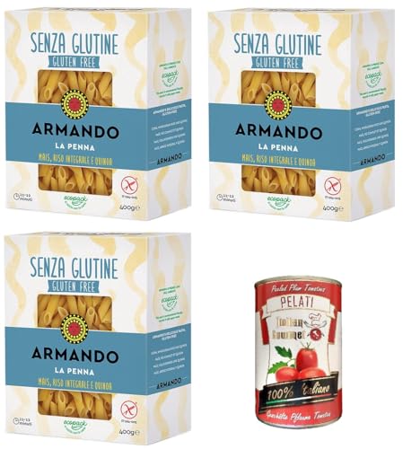 3x Armando, La Penna, glutenfreie Mehrkornnudeln mit Mais, braunem Reis und Quinoa 400gr+ Italian Gourmet pelati 400gr von Italian Gourmet E.R.