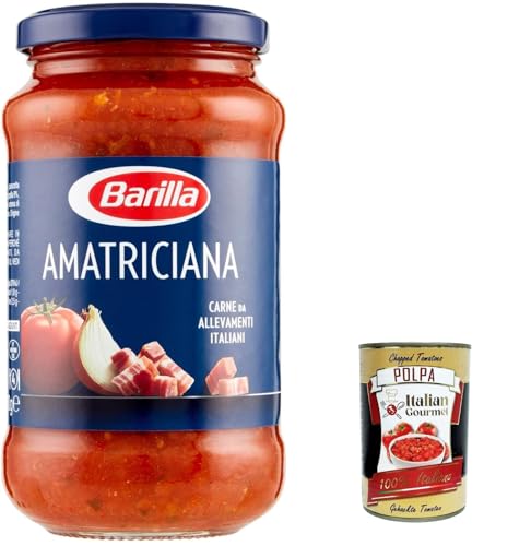 Amatriciana PastaSauce - Tomatenbereit - hergestellte Sauce mit Speck, Zwiebel und Chilischpfeffer - 3x 400 g + Italian Gourmet polpa 400g von Italian Gourmet E.R.